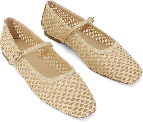 Ballet Flats Shoes for Women Square Toe Mary Jane Flats Comfortable Dressy Casual Wide Width Ballerina Shoes with Buckle in Kuwait