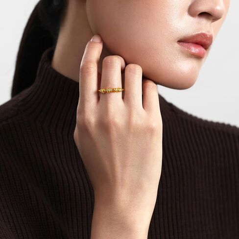 CHOW SANG SANG 999.9 24K Pure Gold Cultural Blessings Ancient Ingots Ring for Women (US Size: 7, Diameter 17.3mm) 96374R Price-by-Weight 4.49g Gold in Kuwait