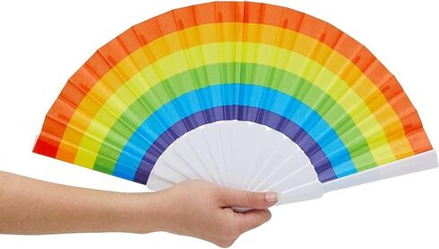 مراوح يدوية قابلة للطي من Juvale Rainbow - تبريد محمول صغير الحجم - ديكور فخر متعدد الألوان - استخدام يدوي وشاشة تثبيت على الحائط - 15 بوصة مفتوحة، 9 بوصة مطوية - عبوة من 6 قطع in Kuwait