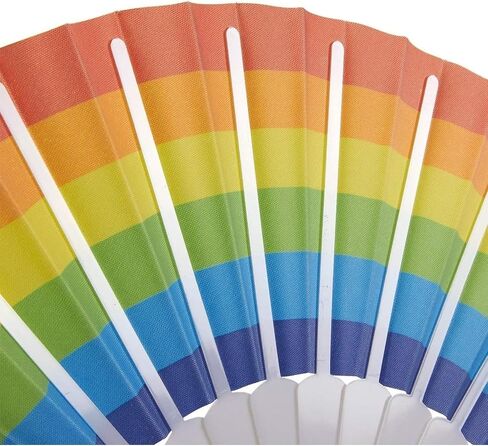 مراوح يدوية قابلة للطي من Juvale Rainbow - تبريد محمول صغير الحجم - ديكور فخر متعدد الألوان - استخدام يدوي وشاشة تثبيت على الحائط - 15 بوصة مفتوحة، 9 بوصة مطوية - عبوة من 6 قطع in Kuwait