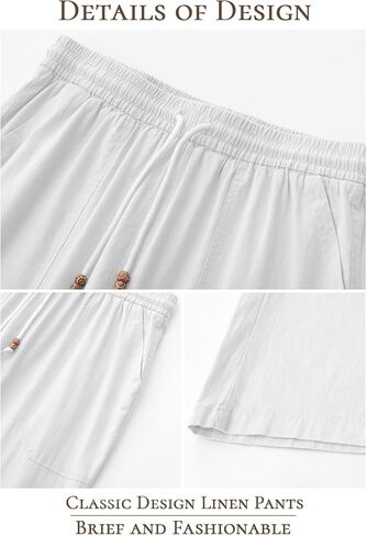Riskrole Men’s Cotton Linen Pants Elastic Waist Drawstring Summer Beach Casual Pants Loose Fit Yoga Trousers in Kuwait