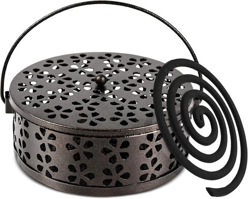 Mosquito Coil Holder,Portable Iron Incense Holder with Handle Round Heat-Resistant,Suitable for Indoor and Outdoor Camping(Bronze) in Kuwait
