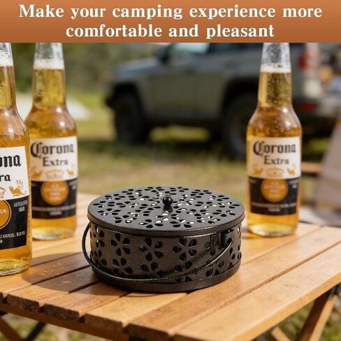 Mosquito Coil Holder,Portable Iron Incense Holder with Handle Round Heat-Resistant,Suitable for Indoor and Outdoor Camping(Bronze) in Kuwait