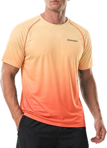 Riverruns Men's Cooling Swim Shirt UPF 50+,Short Sleeve Rash Guard for Outdoor Fishing Surfing Beach Quick Dry Tee #1031 in Kuwait