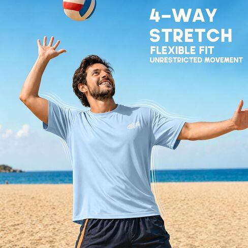 Riverruns Men's Swim Shirt, UPF 50+ UV Protection Rash Guard, Quick-Dry Athletic T-Shirt for Fishing & Surfing#1014 in Kuwait