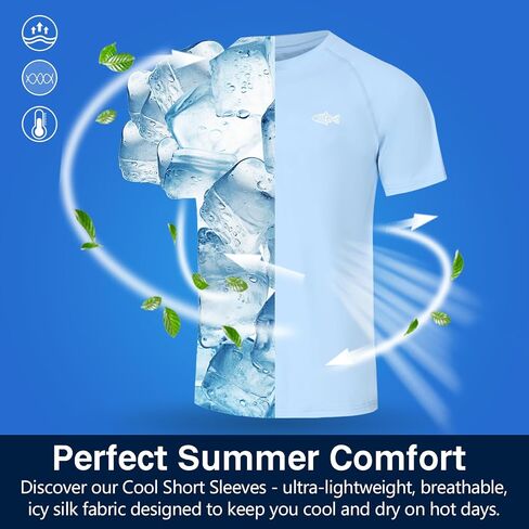 Riverruns Men's Swim Shirt, UPF 50+ UV Protection Rash Guard, Quick-Dry Athletic T-Shirt for Fishing & Surfing#1014 in Kuwait