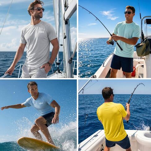Riverruns Men's Swim Shirt, UPF 50+ UV Protection Rash Guard, Quick-Dry Athletic T-Shirt for Fishing & Surfing#1014 in Kuwait