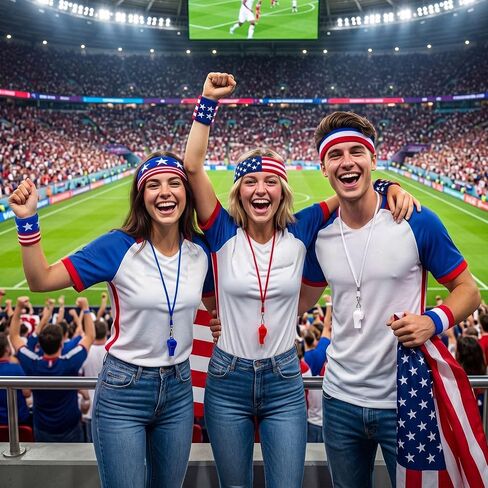 Unittype 15 Pack American Flag Patriotic Accessories Set, Red White Blue Bandana Headband, Striped Sweat Wristbands & Whistles, 4th of July Party Favors, Sports Games Costume Outfit Supplies in Kuwait