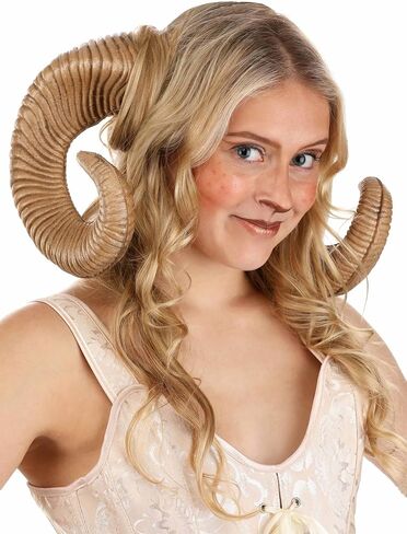 Ram Horns Costume Accessory for Adults - Lightweight Foam, Adjustable Strap, One Size Fits Most for Cosplay & Events in Kuwait