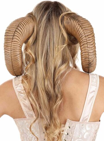 Ram Horns Costume Accessory for Adults - Lightweight Foam, Adjustable Strap, One Size Fits Most for Cosplay & Events in Kuwait
