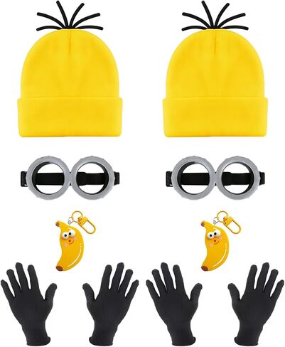 Double Set Yellow Cartoon Character Accessories for Adults with Beanie Goggles for Halloween Party Cosplay in Saudi Arabia