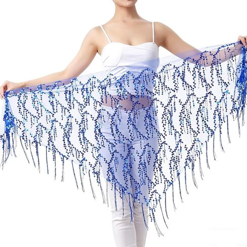 Women's Belly Dance Hip Scarf, Sequin Triangle Tassels Colorful Waist Chain Belt for Dancing in Saudi Arabia