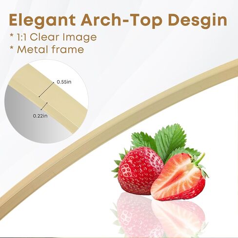 64"x21" Inch Full Length Mirror with Stand, Arched Aluminum Frame Wall Mirror & Freestanding Hanging Mounted Mirrors, Tempered Glass Full Body Mirrors for Bedroom, Living Room Decor,Gold in Saudi Arabia