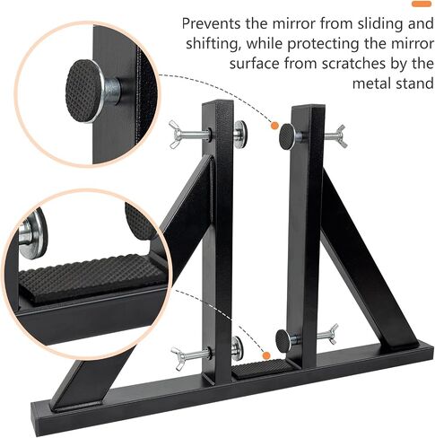 2Pack Mirror Stand for Floor, Heavy Duty Iron Floor Mirror Stand, Adjustable Mirror Holder Stand for Large Mirror, Plate, Poster, Black Mirror Stand for Bedroom, Living Room, Cloakroom in Saudi Arabia