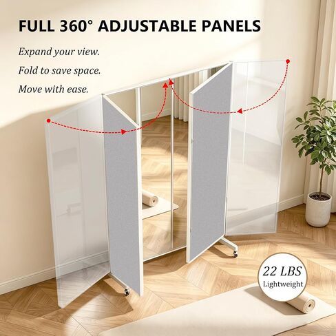 Full Length Floor Mirror with Wheels, Super Lightweight Glassless Shatterproof Film Mirror, Rolling Mirror for Home Gym, Dance Studio, Yoga Room, 67×20Inch, White in Saudi Arabia