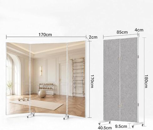 Full Length Floor Mirror with Wheels, Super Lightweight Glassless Shatterproof Film Mirror, Rolling Mirror for Home Gym, Dance Studio, Yoga Room, 67×20Inch, White in Saudi Arabia