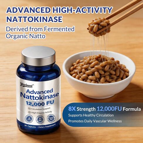 Ultimate Nattokinase 12,000FU Serrapeptase 360,000 SPU Lumbrokinase 10,000 FUV مكمل الإنزيم الثلاثي - مكمل Nattokinase لدعم القلب والأوعية الدموية والدورة الدموية، خالي من الغلوتين، 90 كبسولة in Kuwait