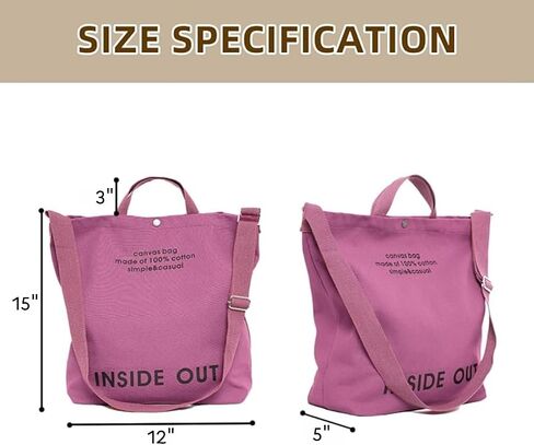 Canvas Tote Bag for Women Men 16A Canvas Inside Out Tote Bag with Adjustable Strap Large Capacity Work Tote Bag in Saudi Arabia