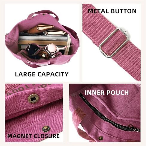 Canvas Tote Bag for Women Men 16A Canvas Inside Out Tote Bag with Adjustable Strap Large Capacity Work Tote Bag in Saudi Arabia