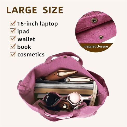 Canvas Tote Bag for Women Men 16A Canvas Inside Out Tote Bag with Adjustable Strap Large Capacity Work Tote Bag in Saudi Arabia