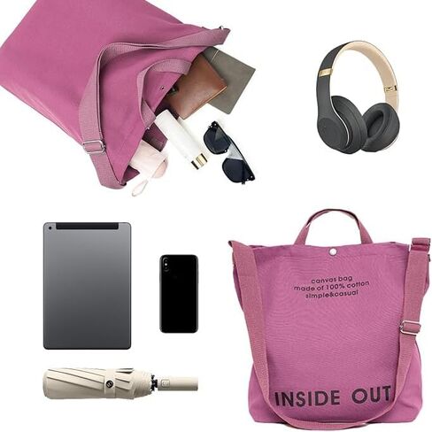 Canvas Tote Bag for Women Men 16A Canvas Inside Out Tote Bag with Adjustable Strap Large Capacity Work Tote Bag in Saudi Arabia