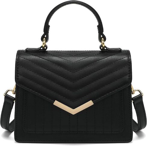Quilted Top Handle Handbag for Women Vegan Leather Crossbody Bags Small Flap Shoulder Purse with Adjustable Strap in Kuwait