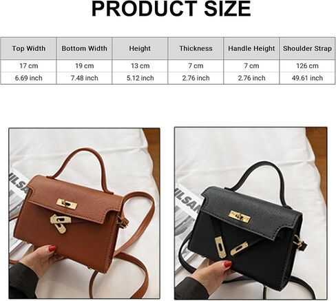 Womens Elegant Vegan Leather Shoulder Bag Mini Crossbody Top Handle Bag Gold Lock Closure for Daily Work Party Travel in Kuwait