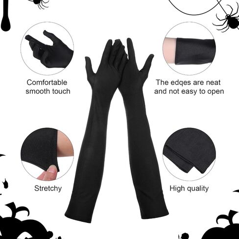 12 Pairs Long Gloves Women Formal Black Gloves Women Formal Opera Glove Stretchy Satin Lining Elastic Knit Wrist Length 20.49 Inches for Evening Party Wedding Prom Costume Accessories in Kuwait