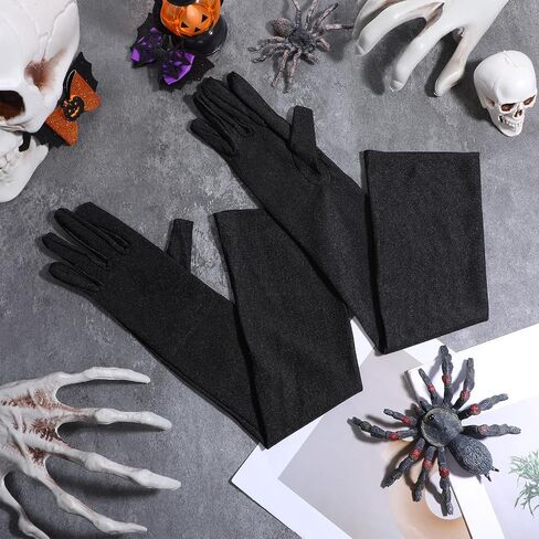 12 Pairs Long Gloves Women Formal Black Gloves Women Formal Opera Glove Stretchy Satin Lining Elastic Knit Wrist Length 20.49 Inches for Evening Party Wedding Prom Costume Accessories in Kuwait