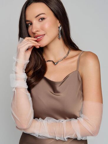 Long Tulle Gloves Fingerless Gloves Wedding Bridal Black in Kuwait