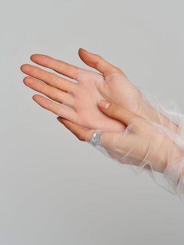 Long Tulle Gloves Fingerless Gloves Wedding Bridal Black in Kuwait