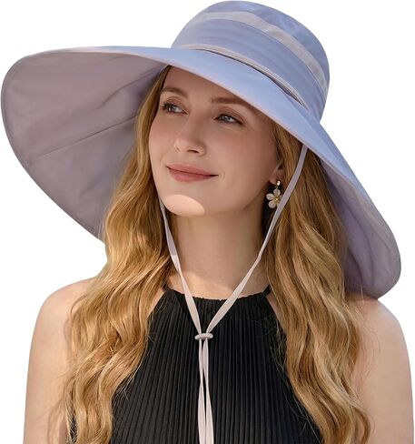 Women Wide Brim Sun Hat 2 in 1 UV Protection Bucket Fishing Hats for Safari Hiking Garden with Detachable Crown in Saudi Arabia