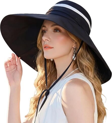 Women Wide Brim Sun Hat 2 in 1 UV Protection Bucket Fishing Hats for Safari Hiking Garden with Detachable Crown in Saudi Arabia