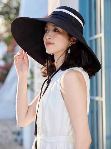 Women Wide Brim Sun Hat 2 in 1 UV Protection Bucket Fishing Hats for Safari Hiking Garden with Detachable Crown in Saudi Arabia
