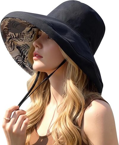 Women Wide Brim Sun Hat 2 in 1 UV Protection Bucket Fishing Hats for Safari Hiking Garden with Detachable Crown in Saudi Arabia