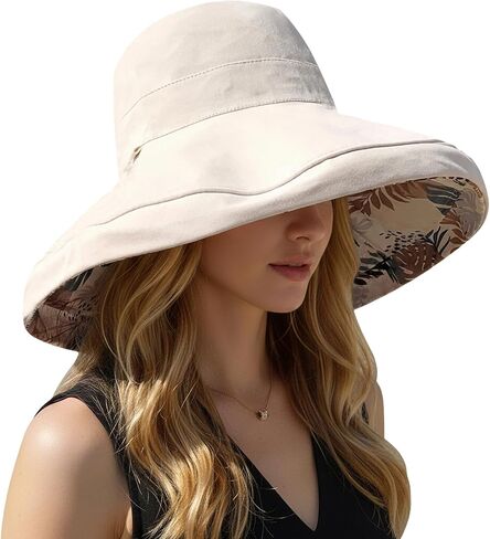 Women Wide Brim Sun Hat 2 in 1 UV Protection Bucket Fishing Hats for Safari Hiking Garden with Detachable Crown in Saudi Arabia