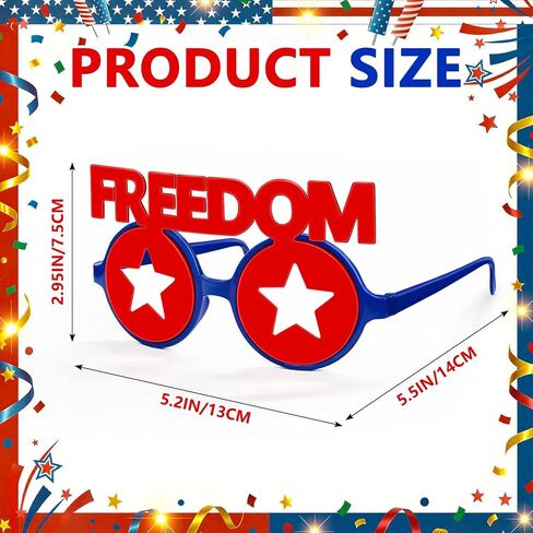 2 Pack 4th of July Glasses — 250th Anniversary Star Sunglasses with "250" & "FREEDOM" Design | Red Blue Patriotic Party Favors for Independence Day Parade BBQ Photo Booth Props, Kids Adults in Saudi Arabia