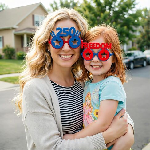 2 Pack 4th of July Glasses — 250th Anniversary Star Sunglasses with "250" & "FREEDOM" Design | Red Blue Patriotic Party Favors for Independence Day Parade BBQ Photo Booth Props, Kids Adults in Saudi Arabia