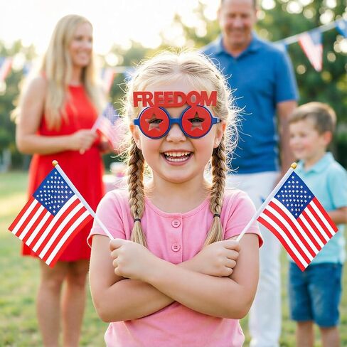 2 Pack 4th of July Glasses — 250th Anniversary Star Sunglasses with "250" & "FREEDOM" Design | Red Blue Patriotic Party Favors for Independence Day Parade BBQ Photo Booth Props, Kids Adults in Saudi Arabia