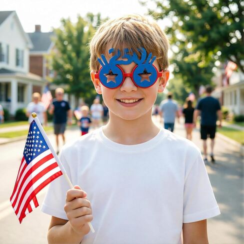 2 Pack 4th of July Glasses — 250th Anniversary Star Sunglasses with "250" & "FREEDOM" Design | Red Blue Patriotic Party Favors for Independence Day Parade BBQ Photo Booth Props, Kids Adults in Saudi Arabia