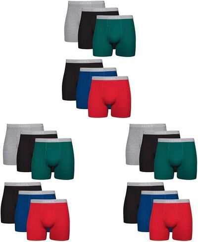 Hanes Mens Underwear Briefs, Cool Dri Moisture-wicking Cotton No-ride-up For Men, Multi-packs Available Boxer, 18 Pack - Assorted, XX-Large US in Saudi Arabia