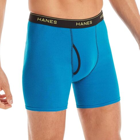 Hanes Men Boxer Briefs, Cool Dri Moisture-Wicking Underwear, Cotton No-Ride-up for Men, 18 Pack - Striped Assorted, Multi-Packs Available in Kuwait
