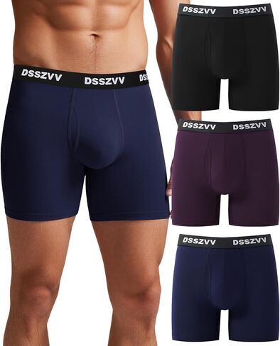 Men's Boxer Briefs Soft Stretch Breathable Underwear for Men 3 Pack Value Comfort No Riding Up in Kuwait
