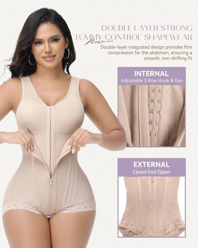 SHAPSHE Faja Columbiana Reductora Y مولديادورا المرحلة 2 3 ملابس ضغط عالية بعد الولادة شد البطن كامل الجسم مع حمالة صدر للنساء تان XS in Kuwait