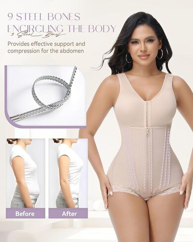 SHAPSHE Faja Columbiana Reductora Y مولديادورا المرحلة 2 3 ملابس ضغط عالية بعد الولادة شد البطن كامل الجسم مع حمالة صدر للنساء تان XS in Kuwait