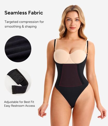 Nebility Shapewear for Women Bodysuit Tummy Control Body Shaper Open Bust Slim Belly Seamless Thong Body Suits in Kuwait