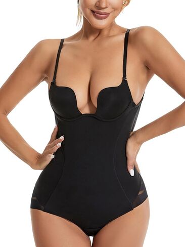 Women's Strapless Shapewear Body Shaper Tummy Control Waist Push-Up Bodysuit with Cups and Detachable Straps in Saudi Arabia