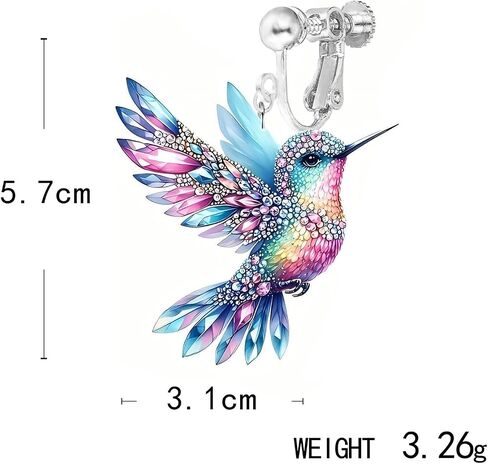 Hummingbird Earrings, Clip on Earrings for Women Non Pierced Screw Back Hypoallergenic 2D Acrylic Dangling Novelty Fun Blue Colorful Cute Humming Bird Drop Dangle Jewelry in Saudi Arabia