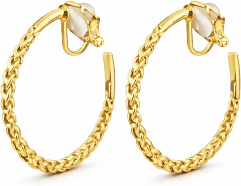 Clip On Earrings for Women, 14K Gold/Silver Statement Hoop Earrings Trendy Hypoallergenic Twisted Dangle Drop Earrings for Non Pierced Ears Jewelry Gifts in Saudi Arabia