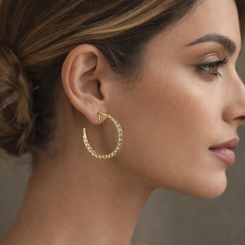 Clip On Earrings for Women, 14K Gold/Silver Statement Hoop Earrings Trendy Hypoallergenic Twisted Dangle Drop Earrings for Non Pierced Ears Jewelry Gifts in Saudi Arabia